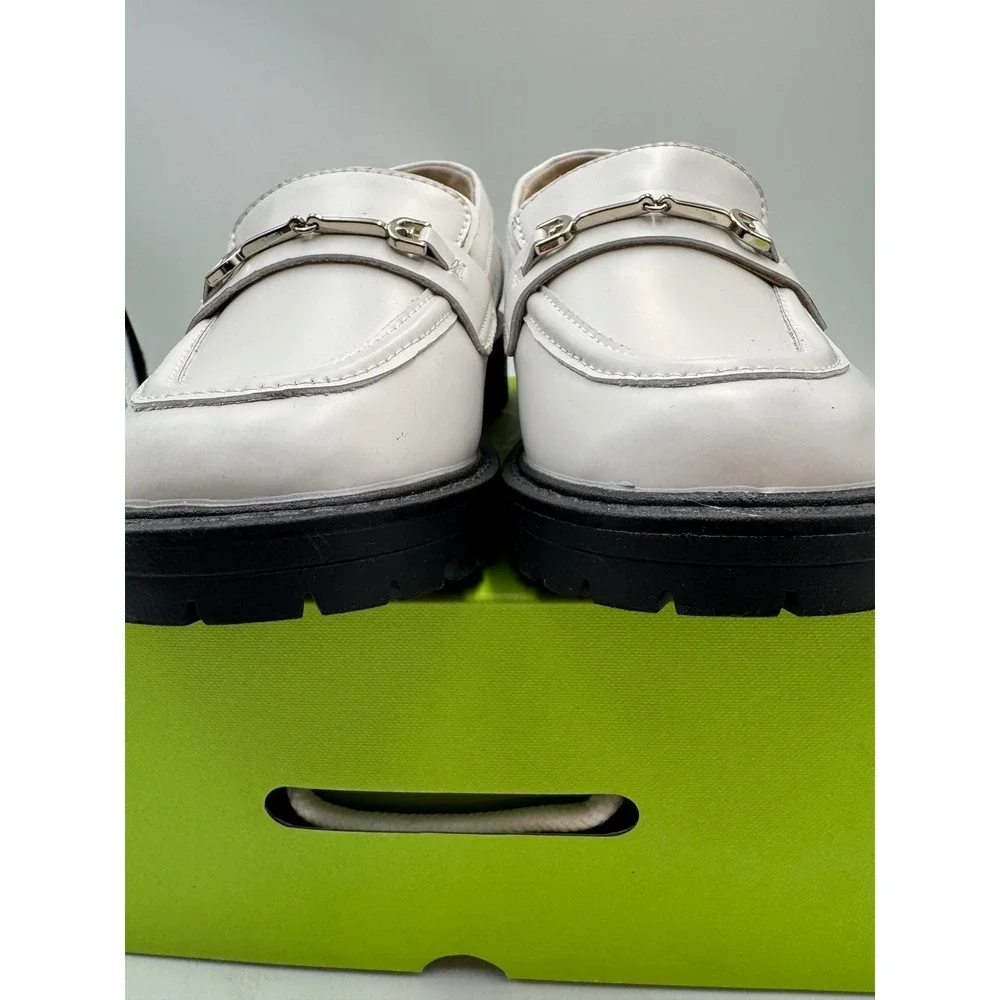 Sam Edelman Kids White Lug Sole‎ Horsebit Loafers Chunky Slip On Shoes
